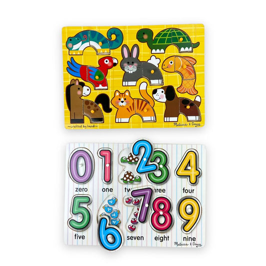 Melissa & Doug Peg Puzzle Bundle Wooden & Pegged Puzzles 