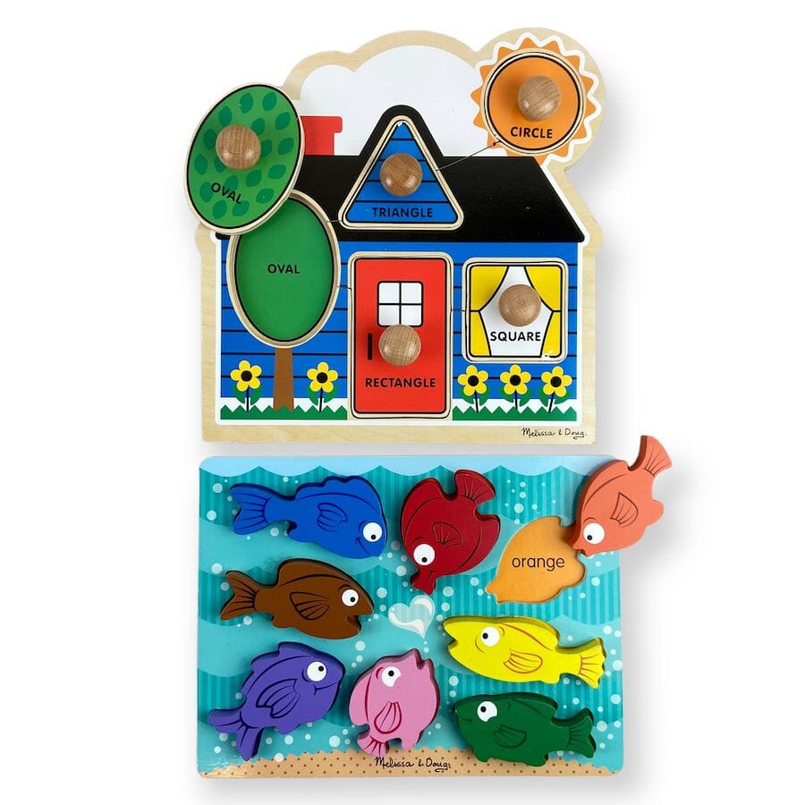 Melissa & Doug Wooden Puzzle Duo with Colorful Fish Puzzles 