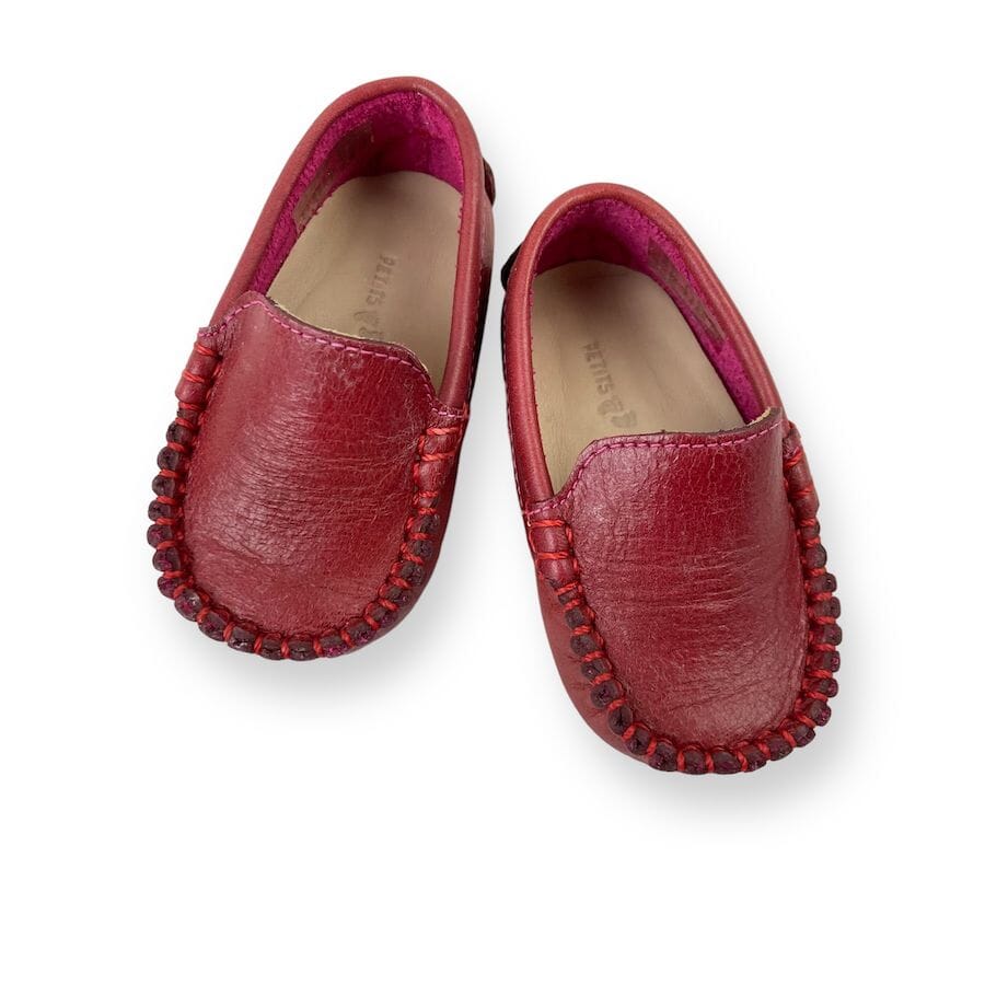 Petits Marcheurs Red Leather Loafers Size 2 Shoes 