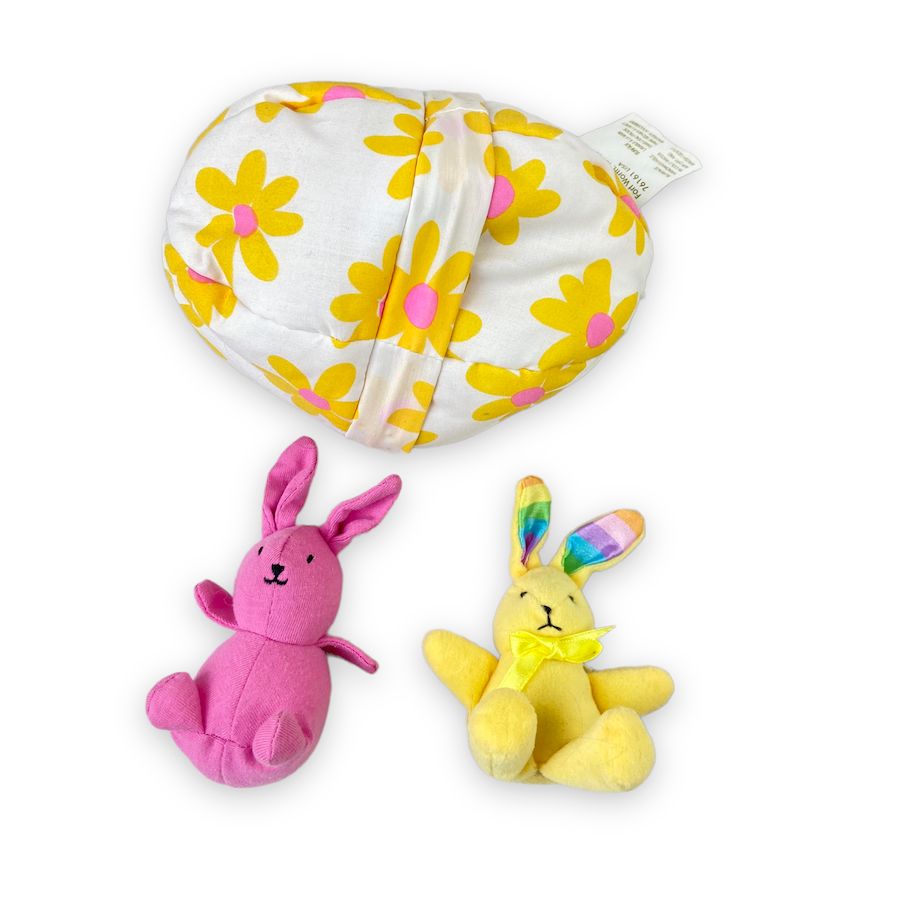 Pier 1 Plush Bunnies with Egg Carry Case Toys