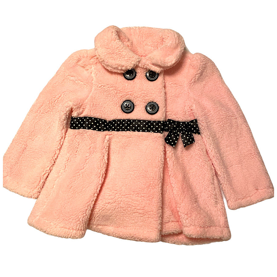 Pink Furry Button Coat 18M 