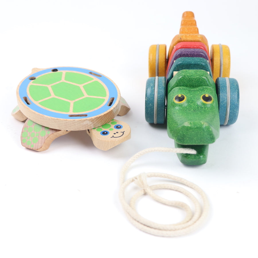 Plan Toys Rainbow Alligator & Melissa & Doug Peek-a-Boo Turtle 
