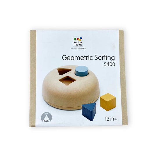 PlanToys Geometric Sorting wooden toy with sorter and shapes