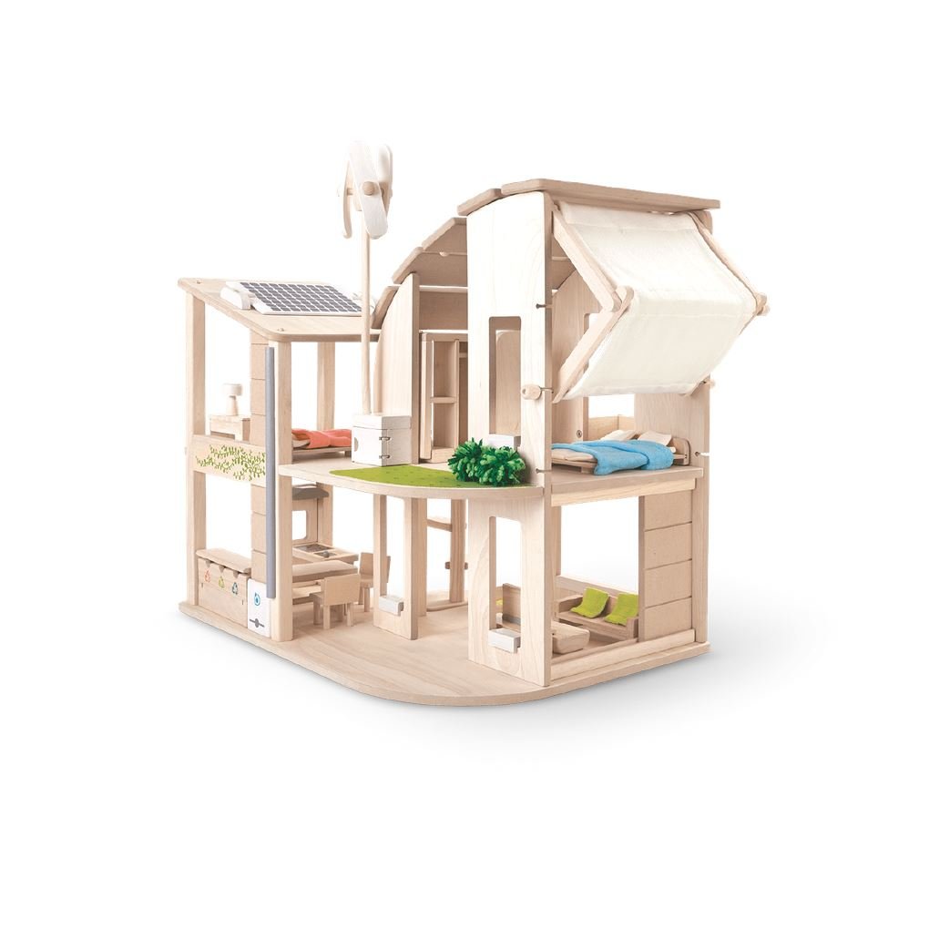 PlanToys USA - PlanToys Green Dollhouse With Furniture