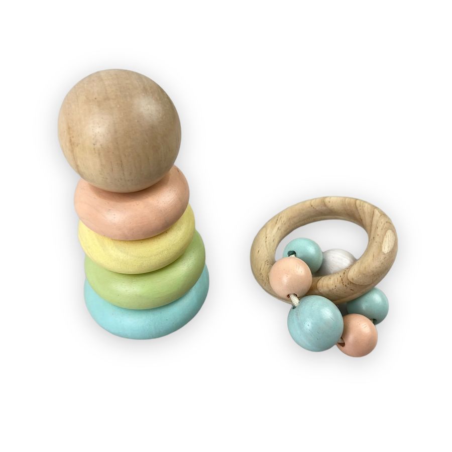 PlanToys - PlanToys Pastel Baby Toy Bundle with Stacker