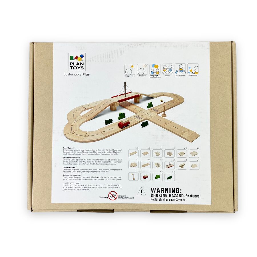 PlanToys Road System Toy Cars wooden toy track box back detail