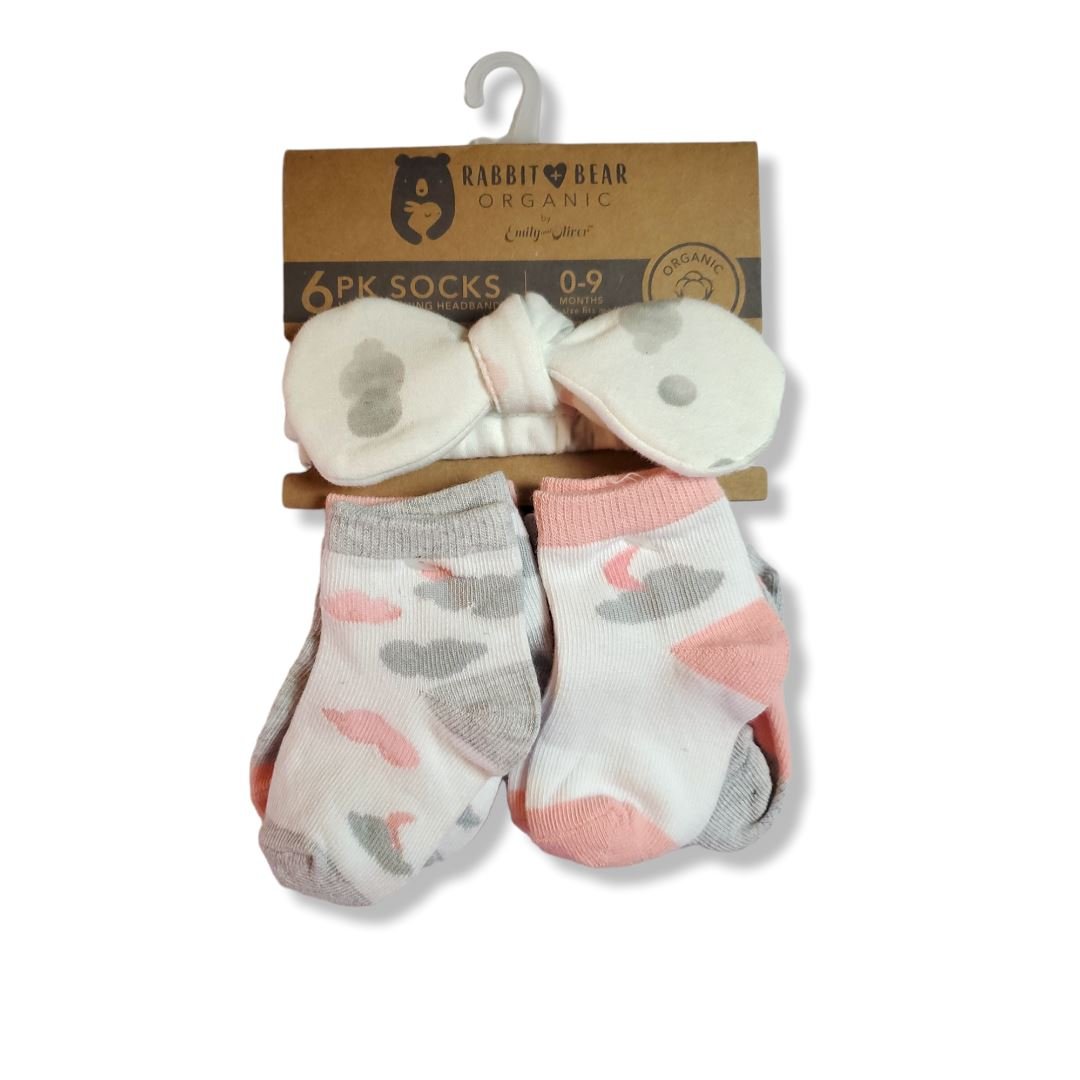 TOYCYCLE - Rabbit and Bear 6 pk Organic Socks Size 0 - 9M