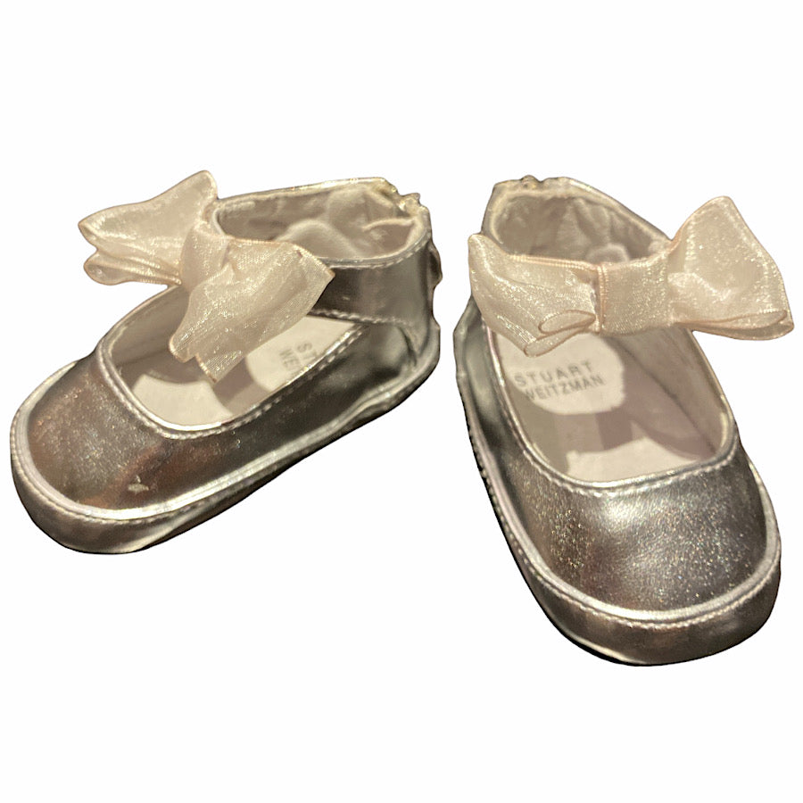 Stewart Weitzman Silver Baby Nantucket Crib Shoes sz. 1 