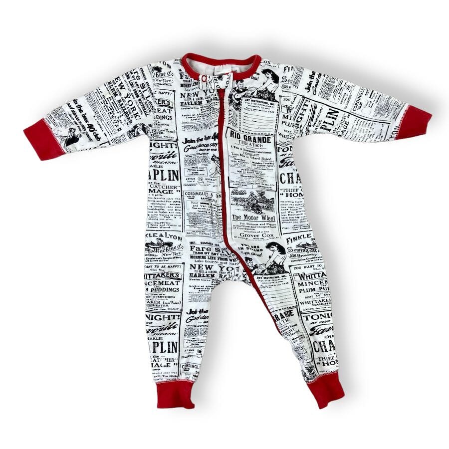 Sweet Peanut - Sweet Peanut Newsprint Bodysuit 6 - 12M
