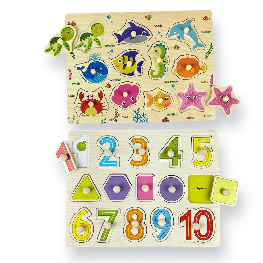 Various - Toddler Wooden Knob Puzzle Pair