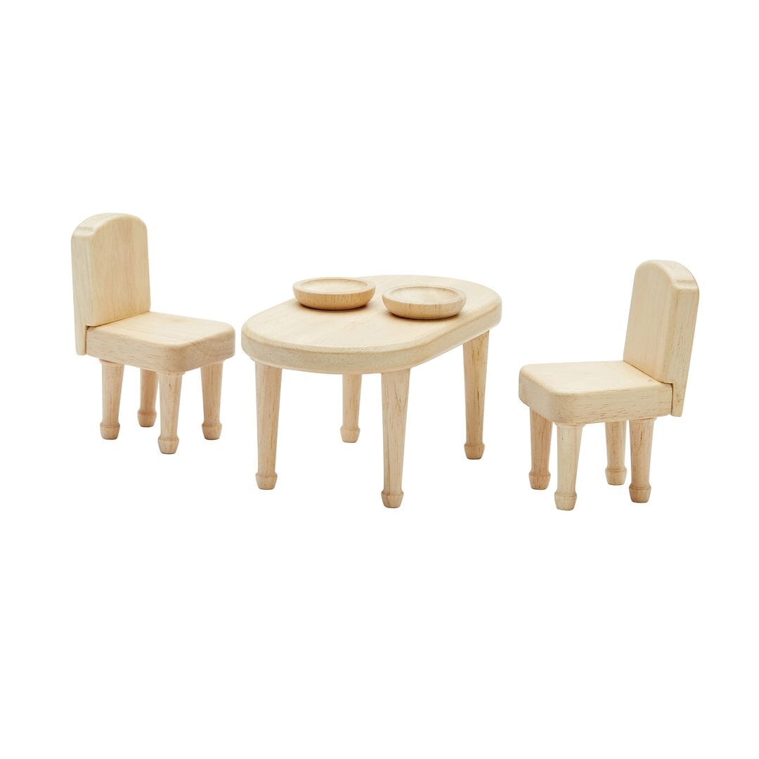 PlanToys Victorian all natural wooden dining room set.