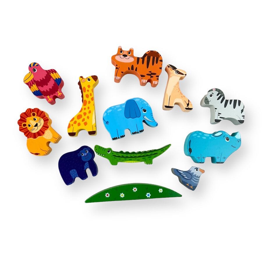 TOYCYCLE - Wooden Animal Play & Stacking Set