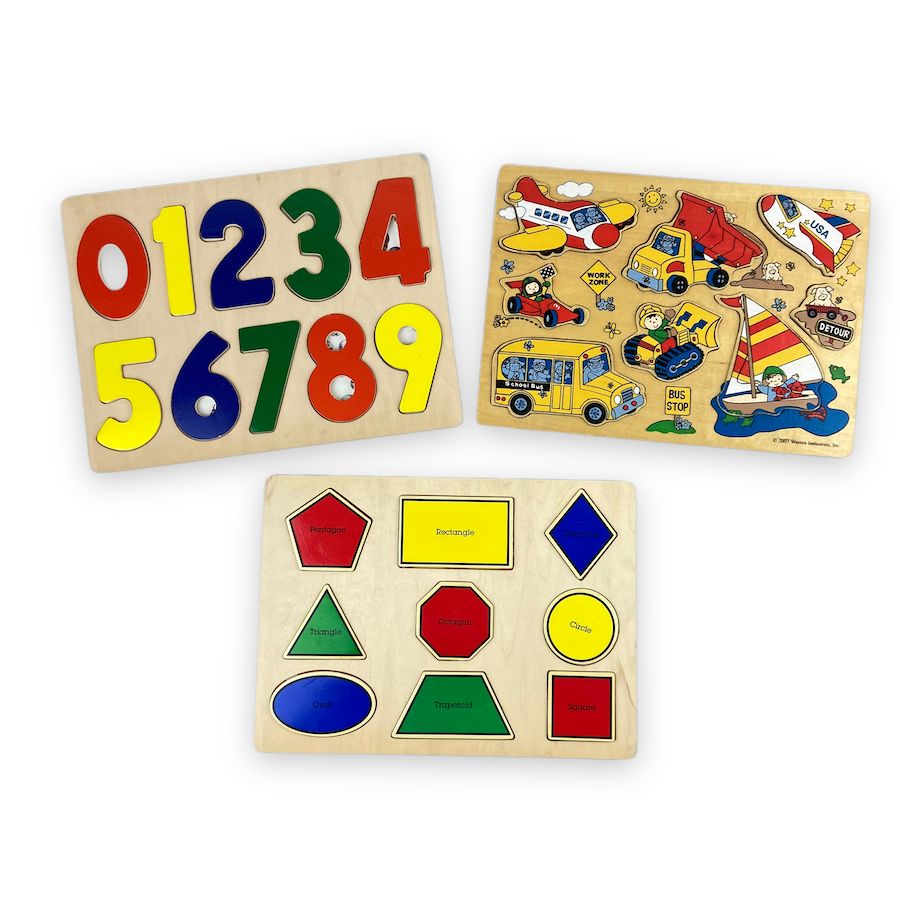 Wooden Puzzle Set - Shapes and Numbers Puzzles